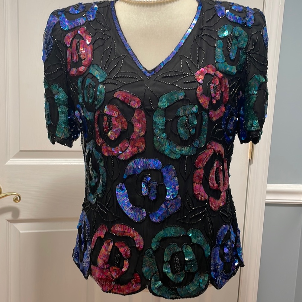 Silky Sequined Top
